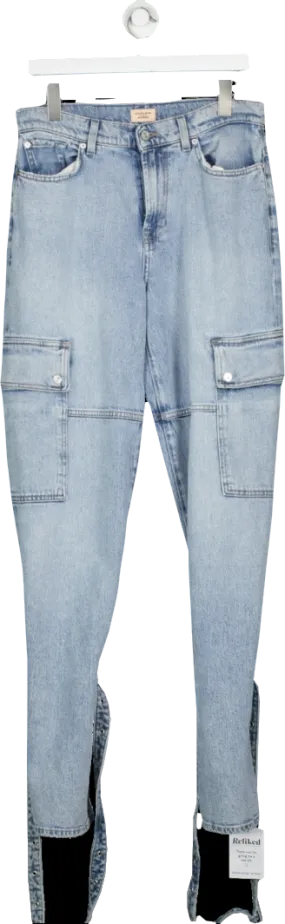 7 For All Mankind Blue X Chiara Biasi Low Rise Belted Cargo Jeans W27