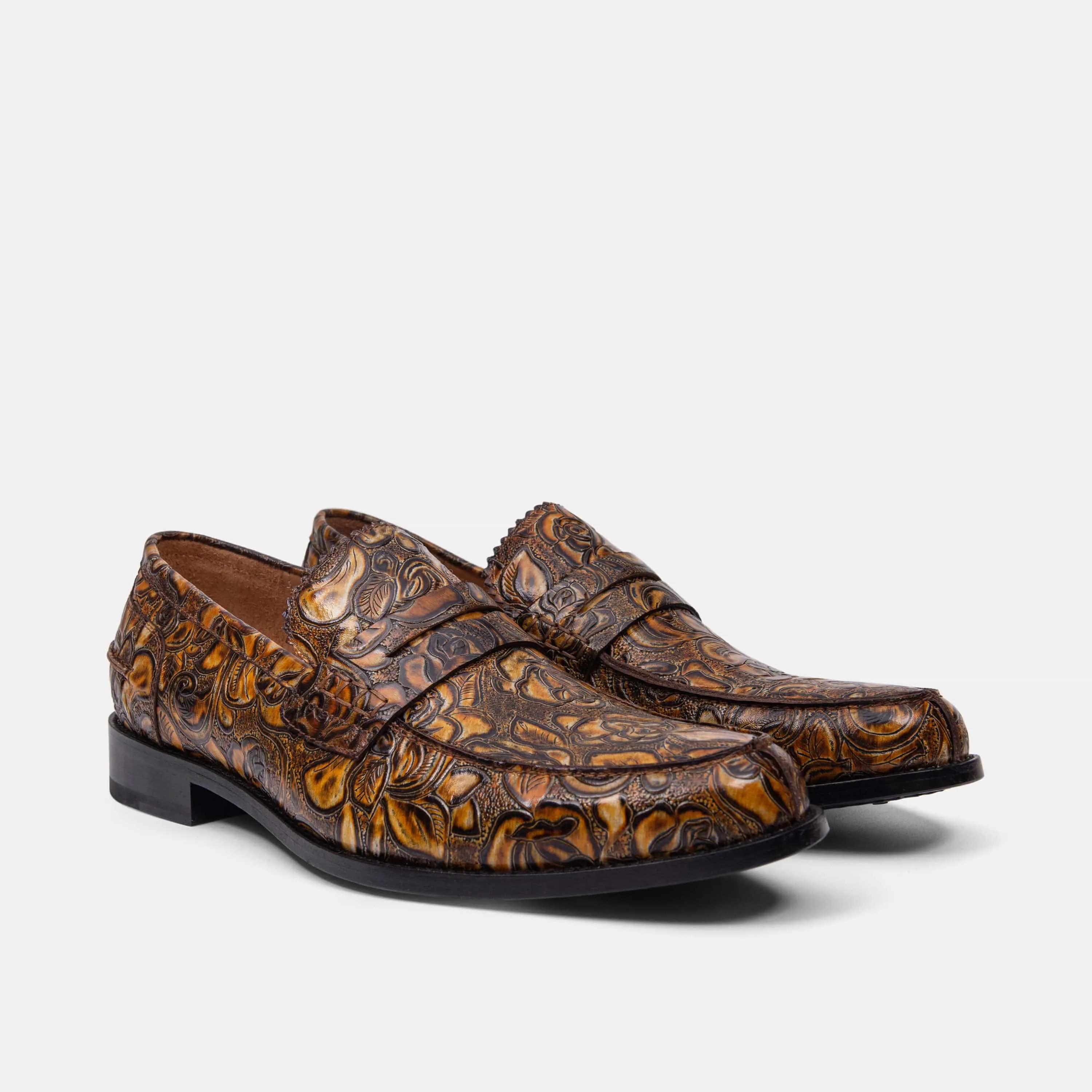 Abe Goldenrod Leather Penny Loafers