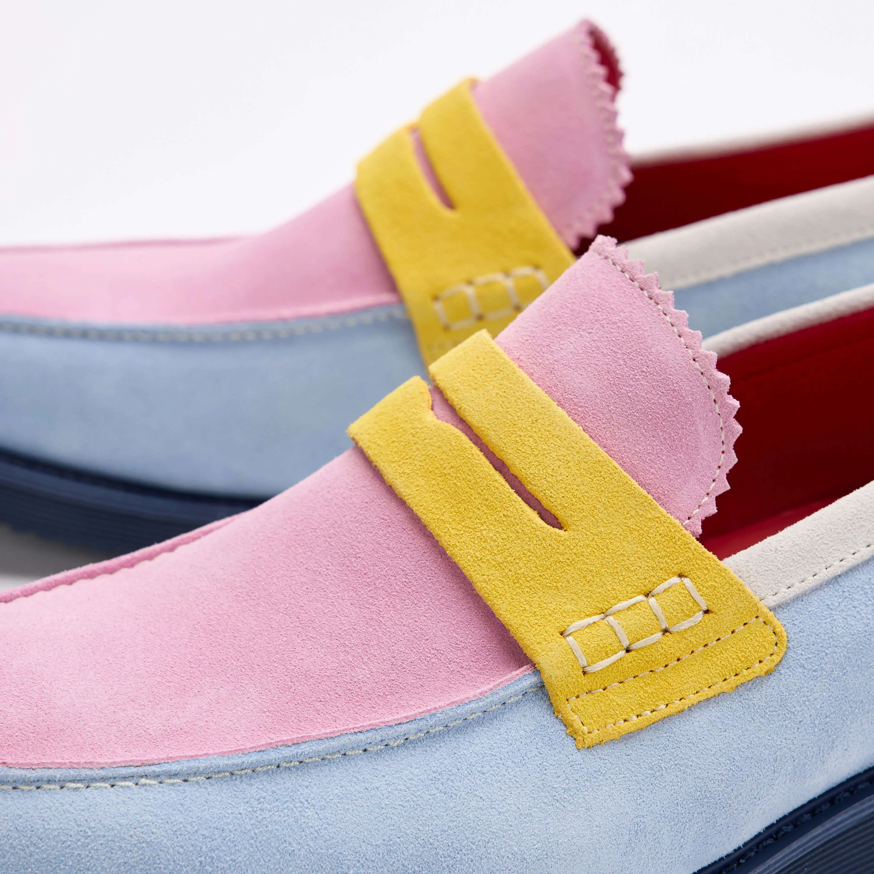 Abe Pastel Colorblock Suede Penny Loafers for Stylish Comfort and Versatile Fashion