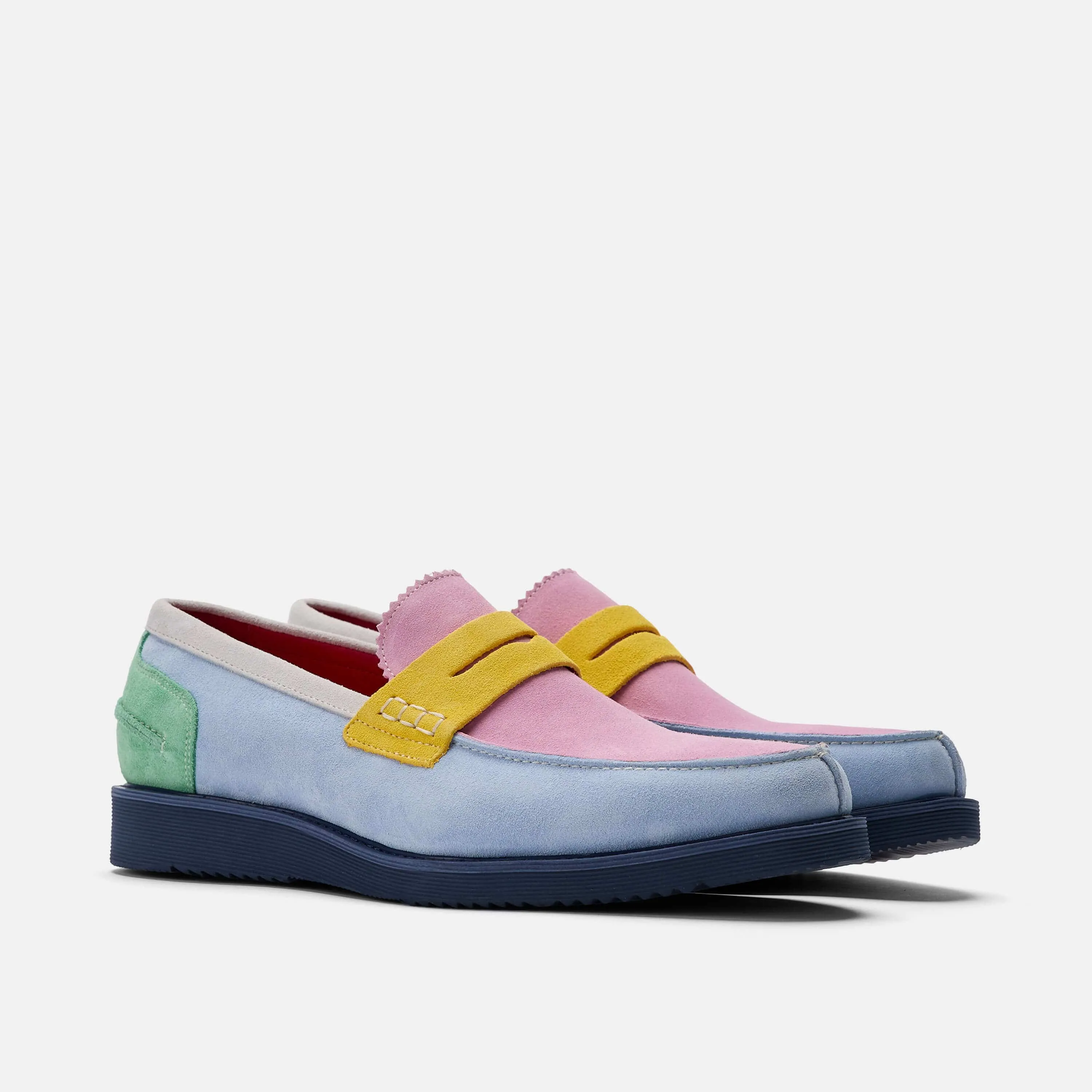 Abe Pastel Colorblock Suede Penny Loafers for Stylish Comfort and Versatile Fashion