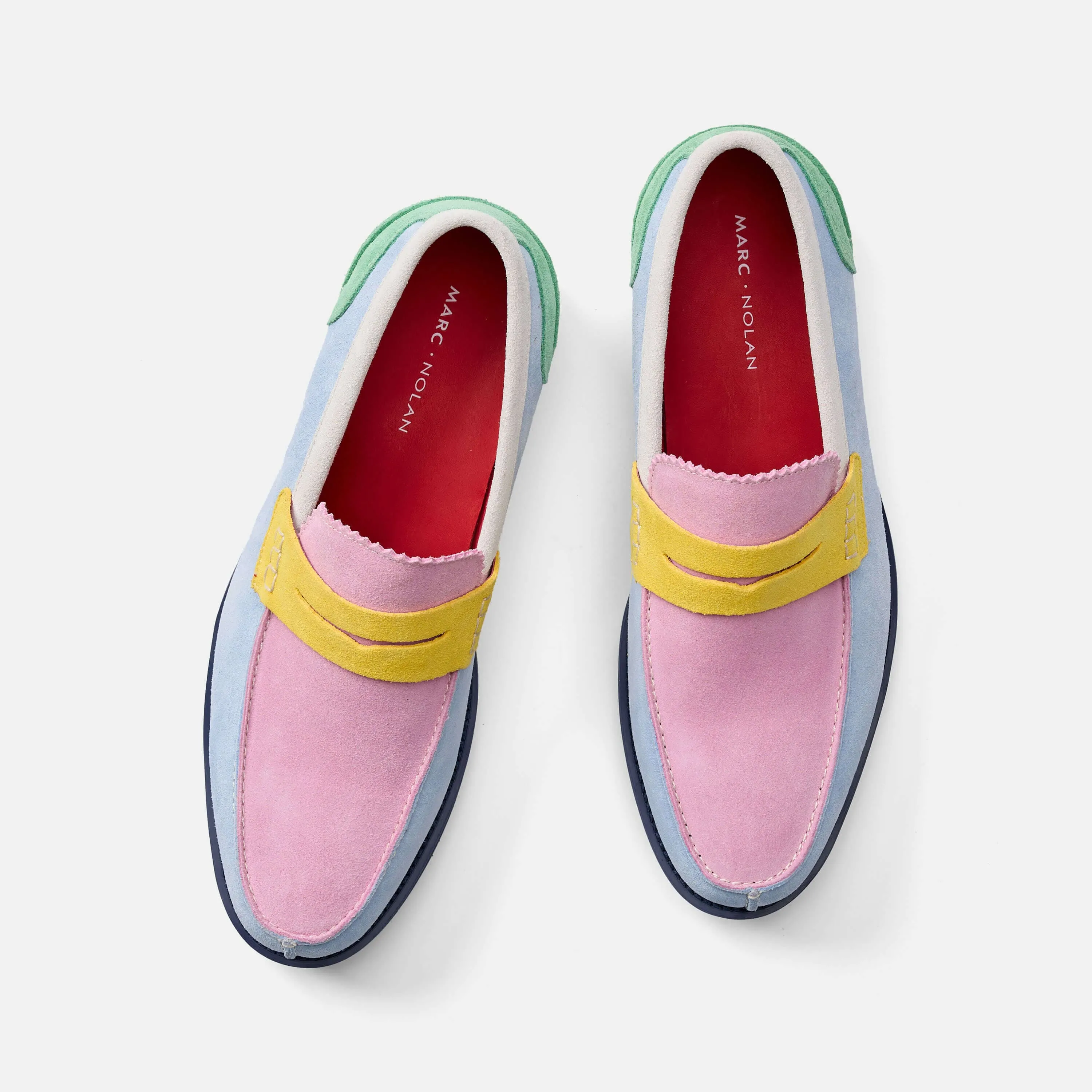 Abe Pastel Colorblock Suede Penny Loafers for Stylish Comfort and Versatile Fashion