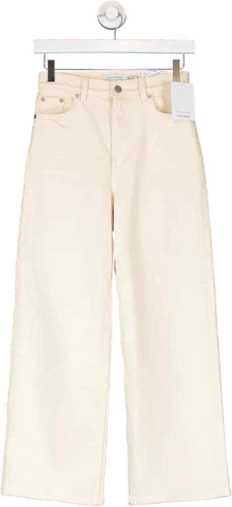 & Other Stories Cream High Waist Wide Leg Ankle Length Jeans W25