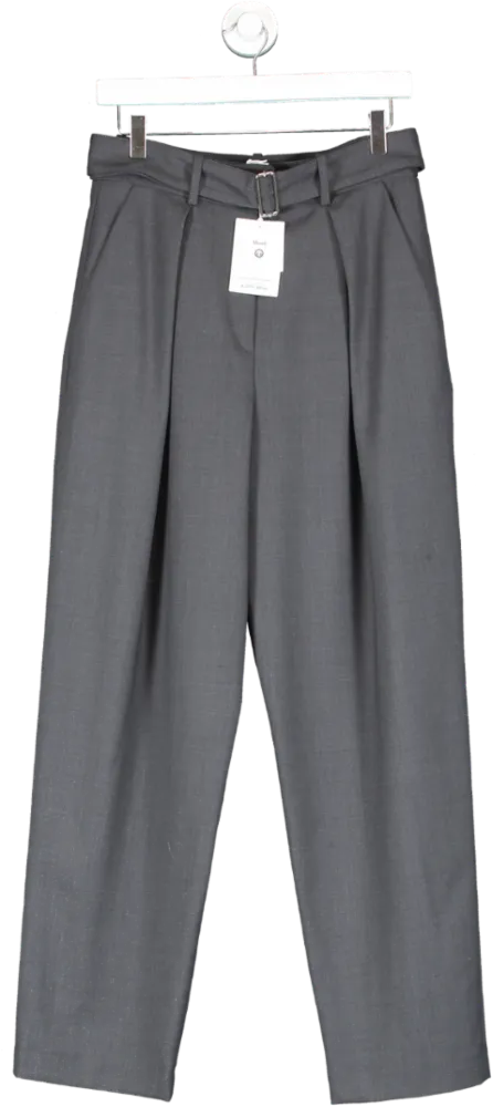 & Other Stories Grey Wool Blend Tailored Trousers UK 10