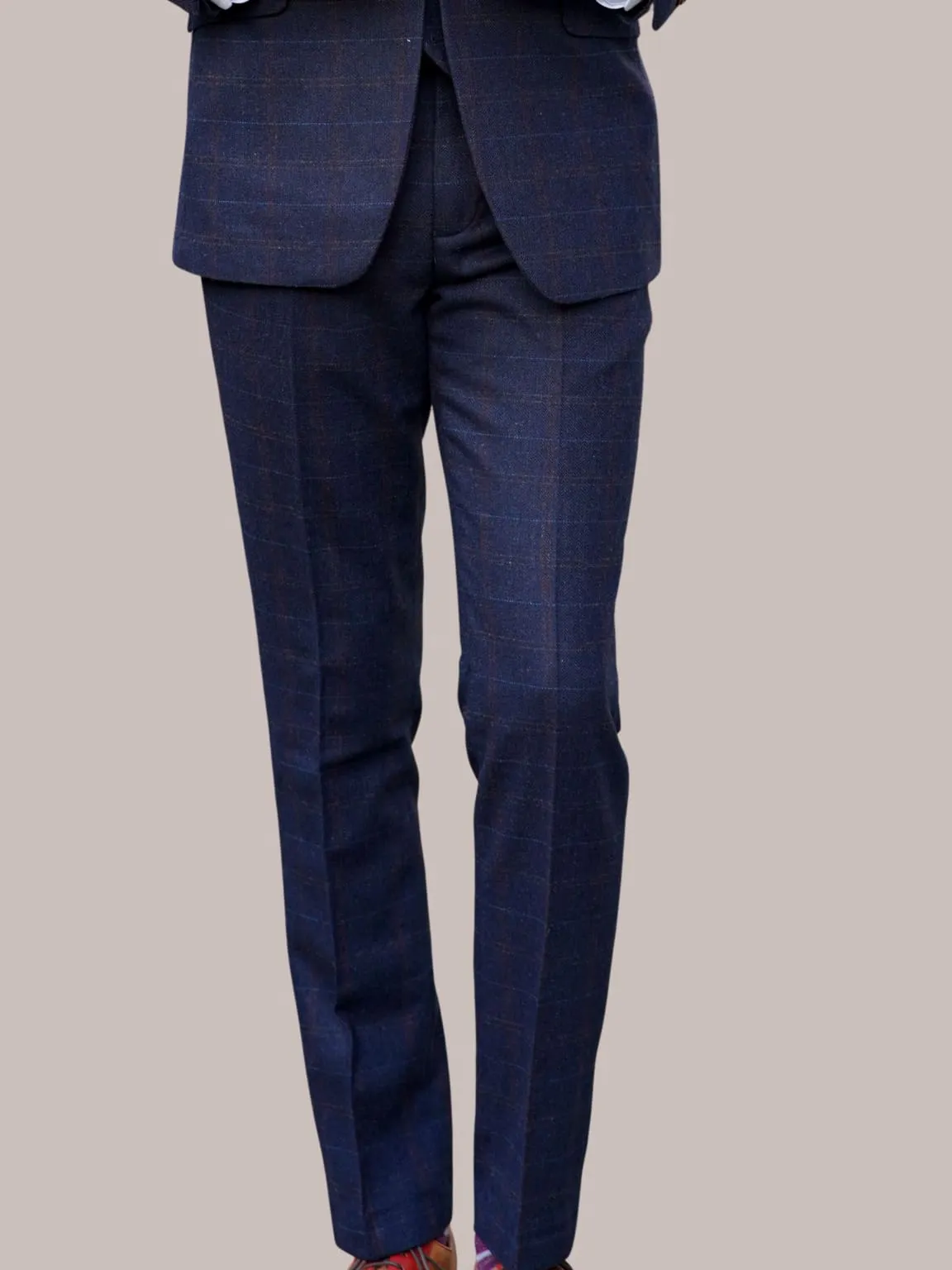 Barucci Bruno Men's Vintage Navy Tweed Trousers