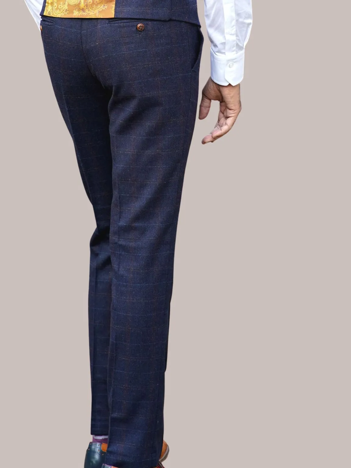 Barucci Bruno Men's Vintage Navy Tweed Trousers