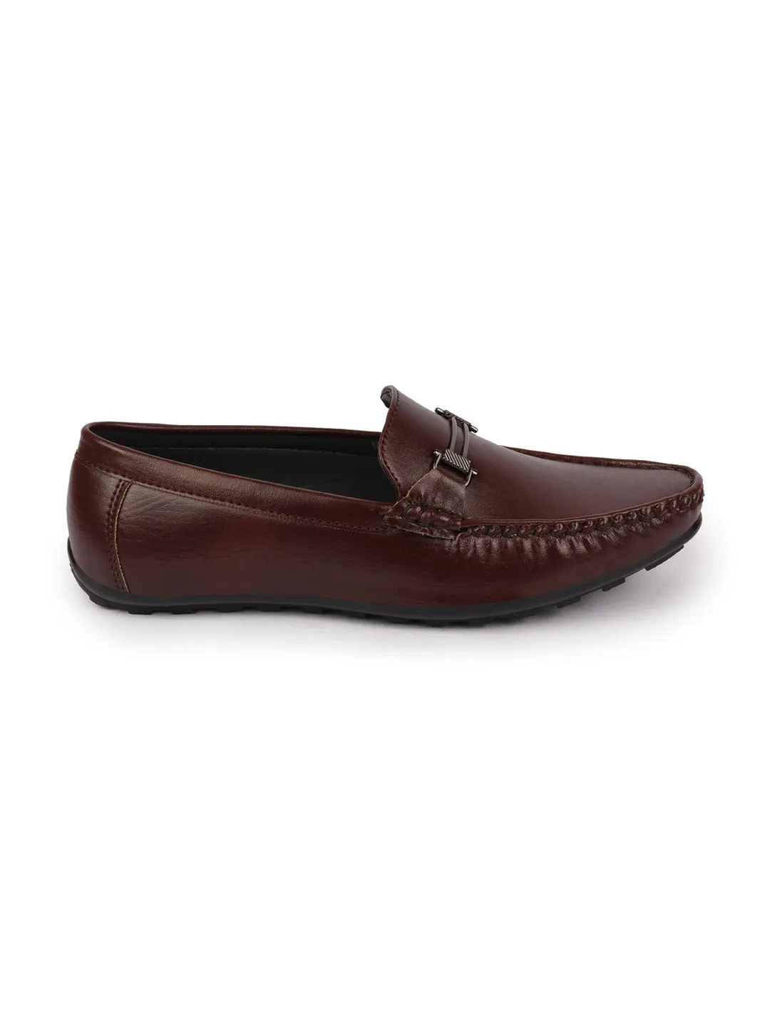 Basics Men Brown Horsebit Buckle Premium Slip On Casual Loafers and Moccasin Shoes