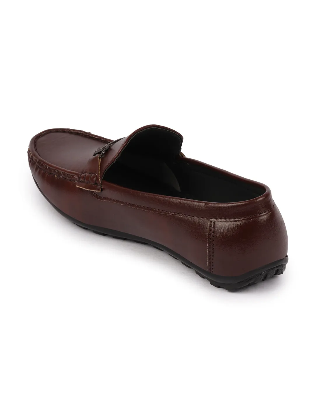 Basics Men Brown Horsebit Buckle Premium Slip On Casual Loafers and Moccasin Shoes