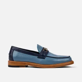 Boardwalk Blue Leather Horse-Bit Loafers