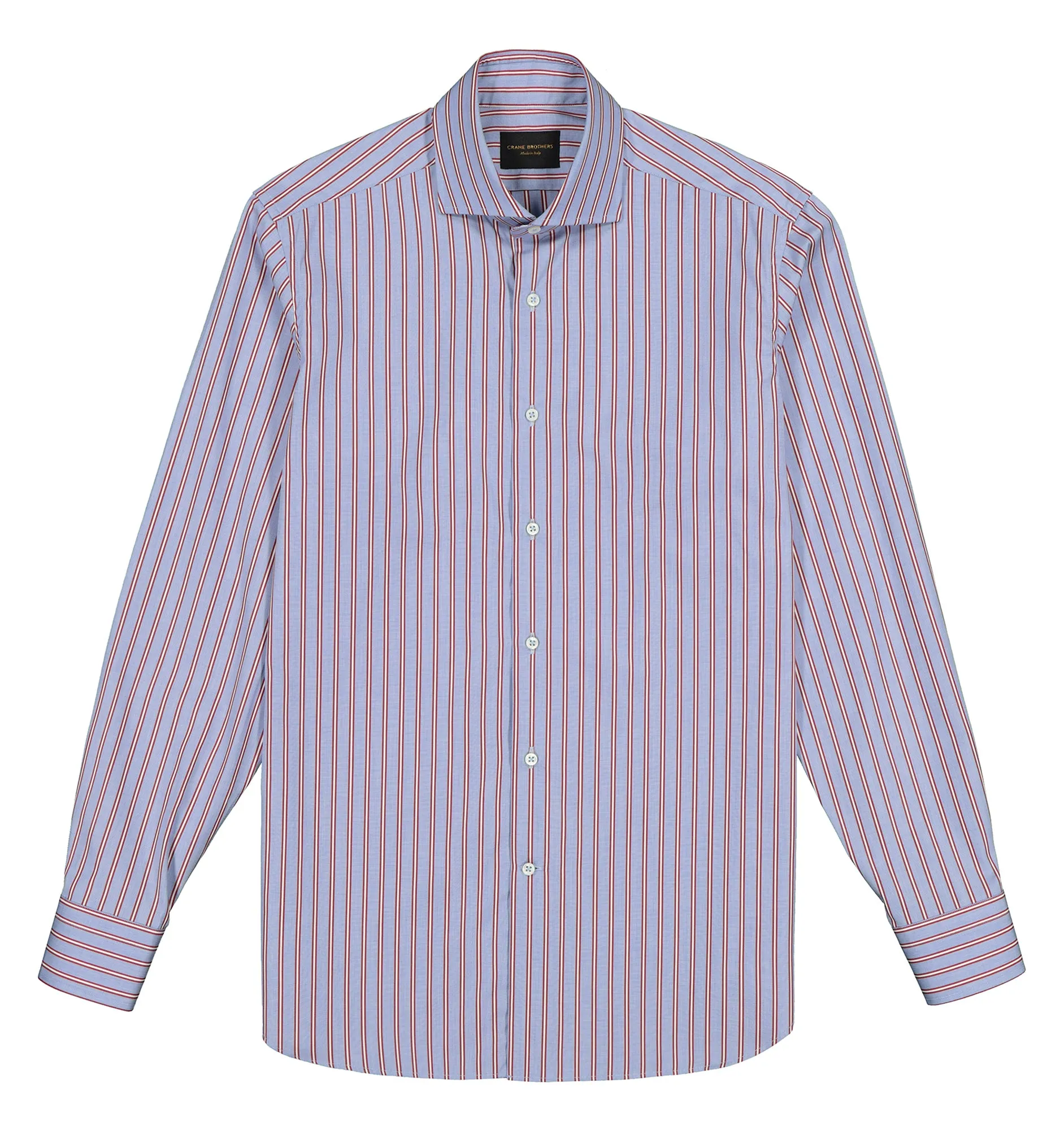 Brick Shadow Stripe Poplin Cutaway Collar Shirt