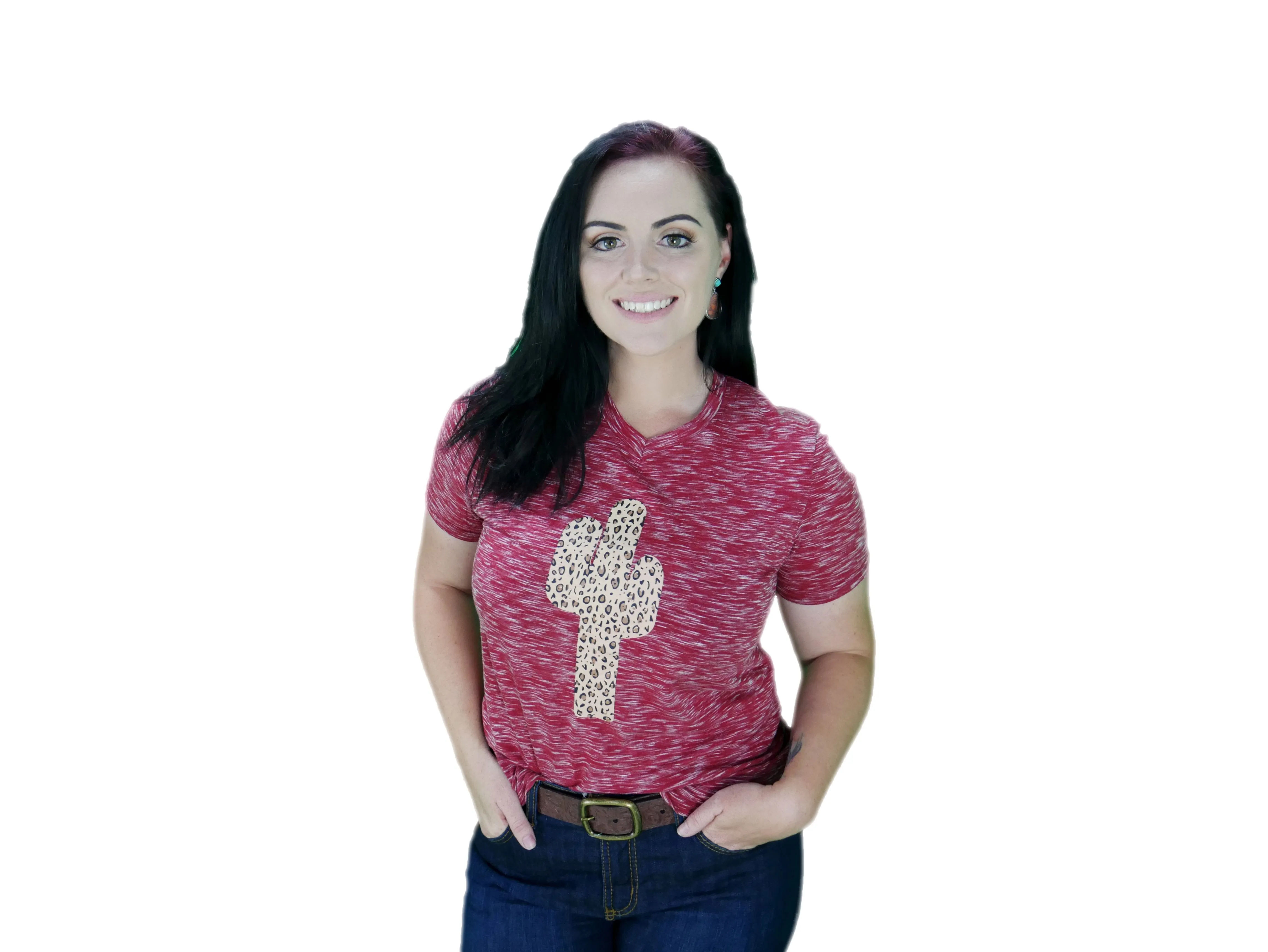 Burgundy Leopard Print Cactus Graphic Tee