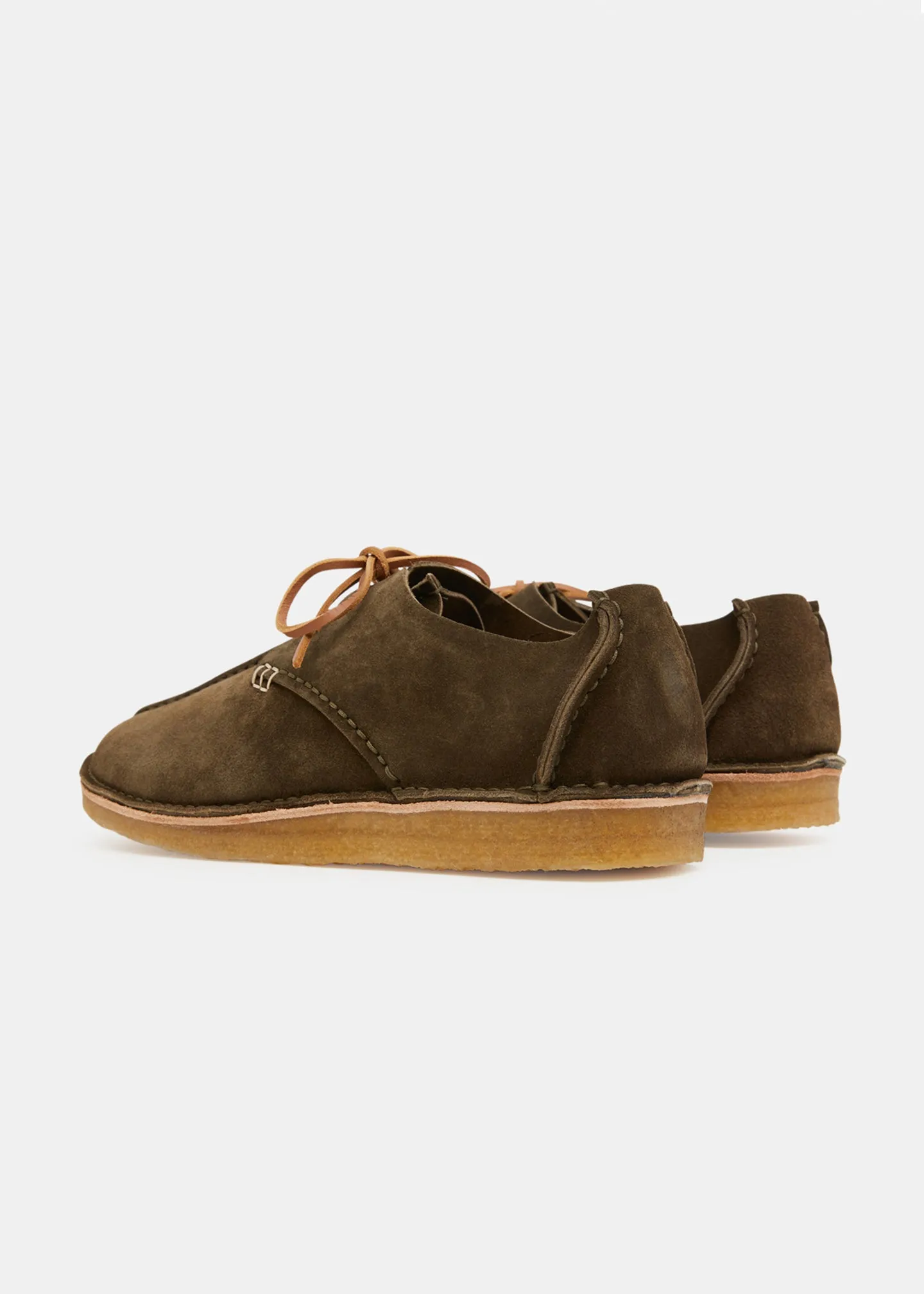 Caden Centre Seam Suede Shoe on Crepe - Olive