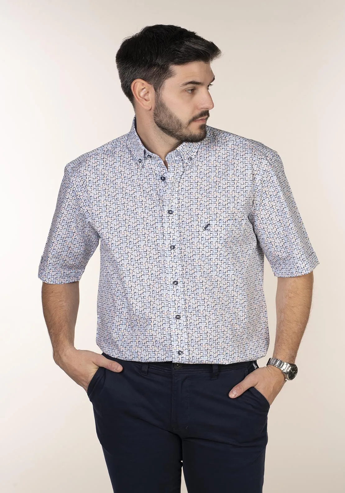 Casual Patterned Short Sleeve Shirt