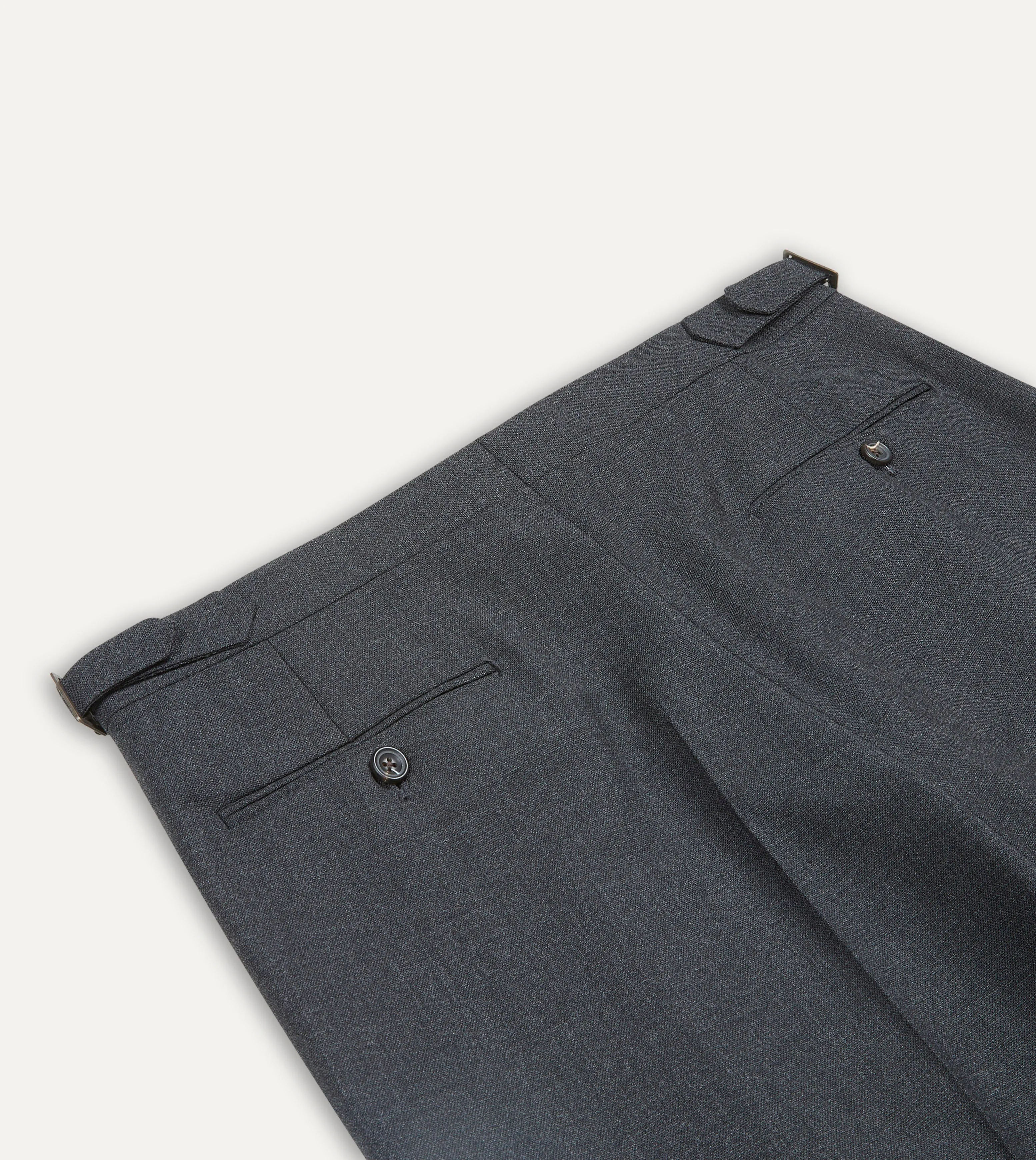 Charcoal Tropical Wool Single Pleat Trouser