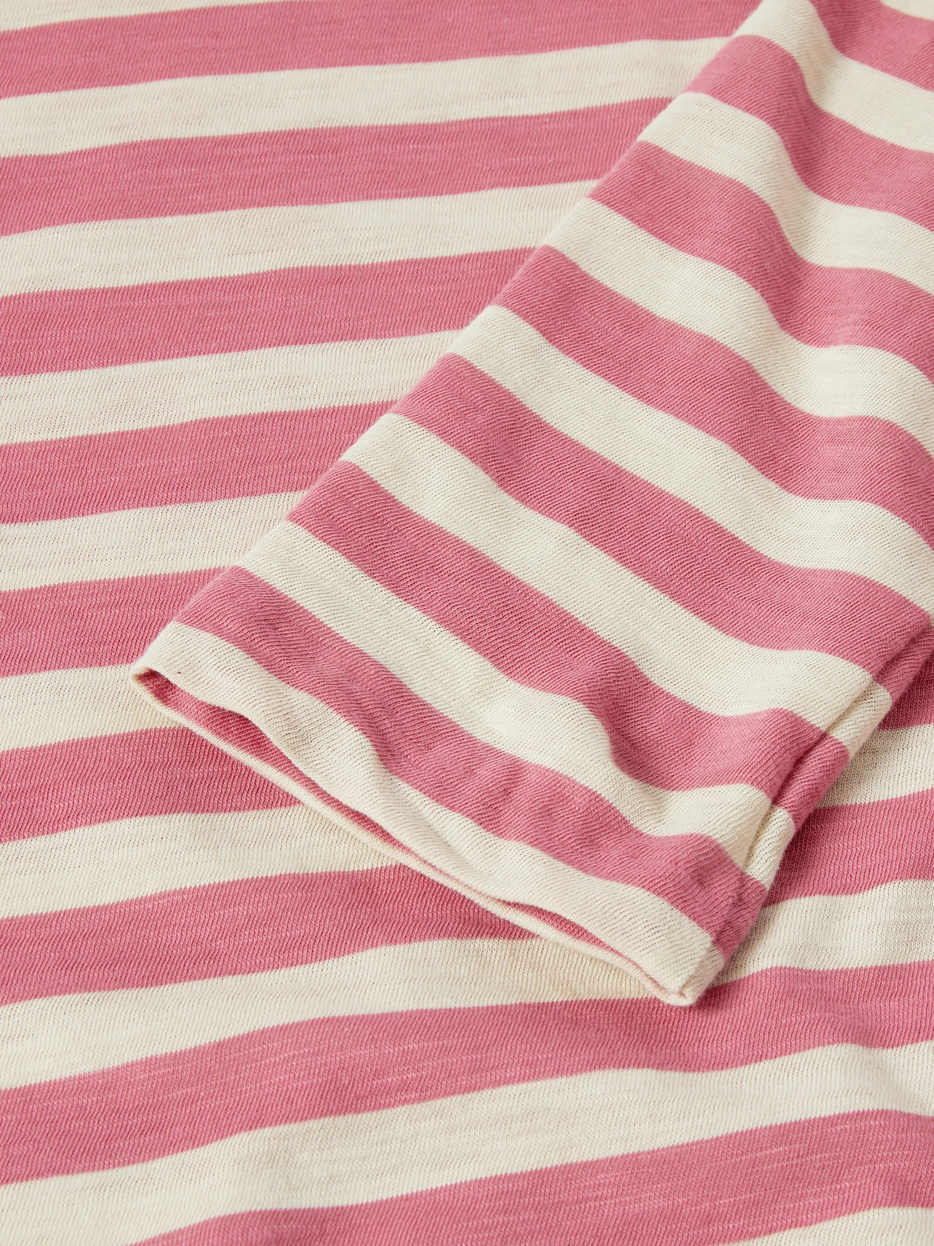 Cotton Slub Stripe Long Sleeve Tee | Pink