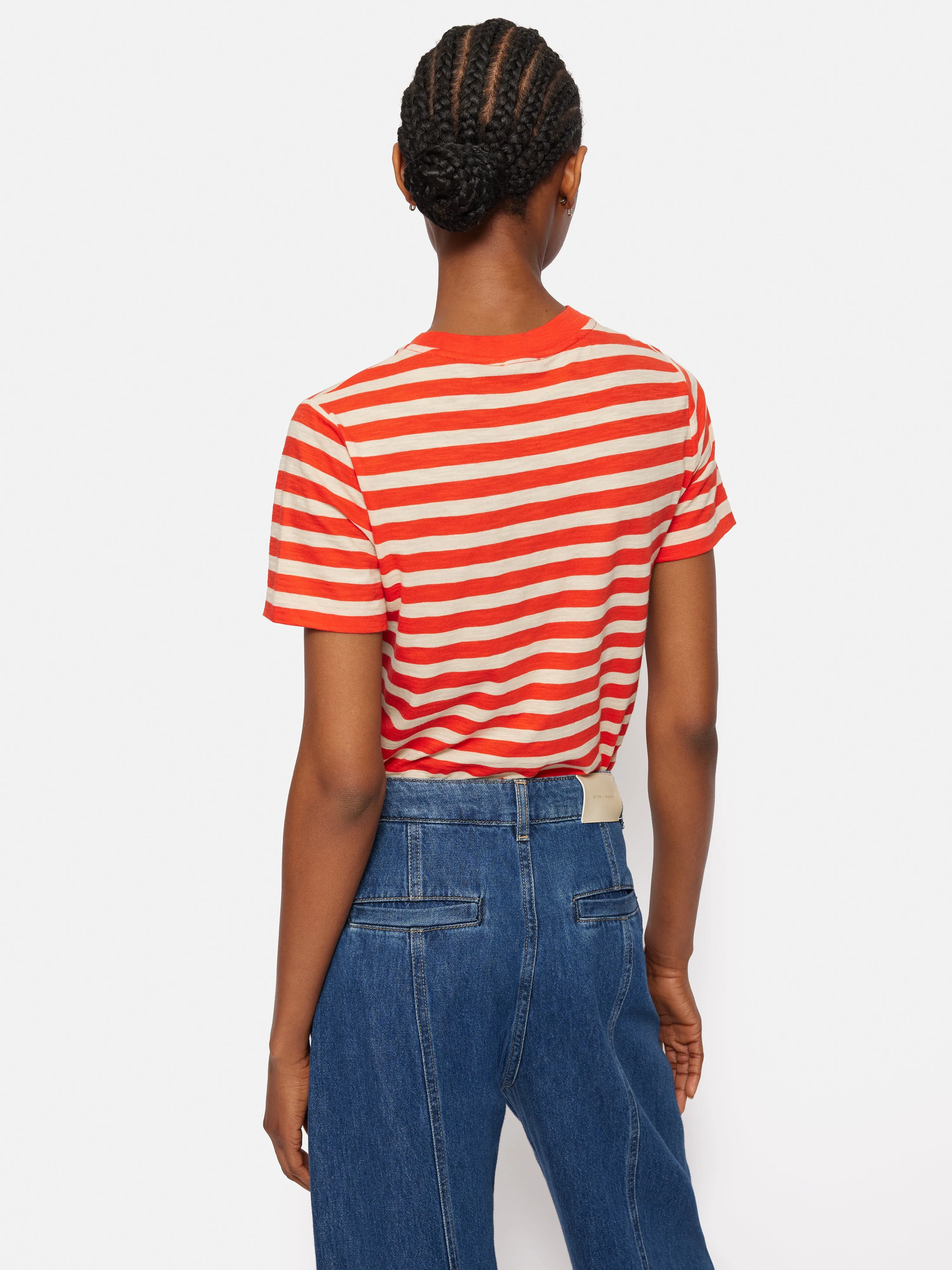 Cotton Slub Stripe Tee | Red