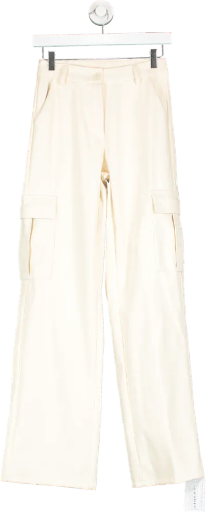 Cream Pu Leather Trousers UK S