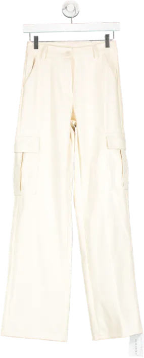 Cream Pu Leather Trousers UK S