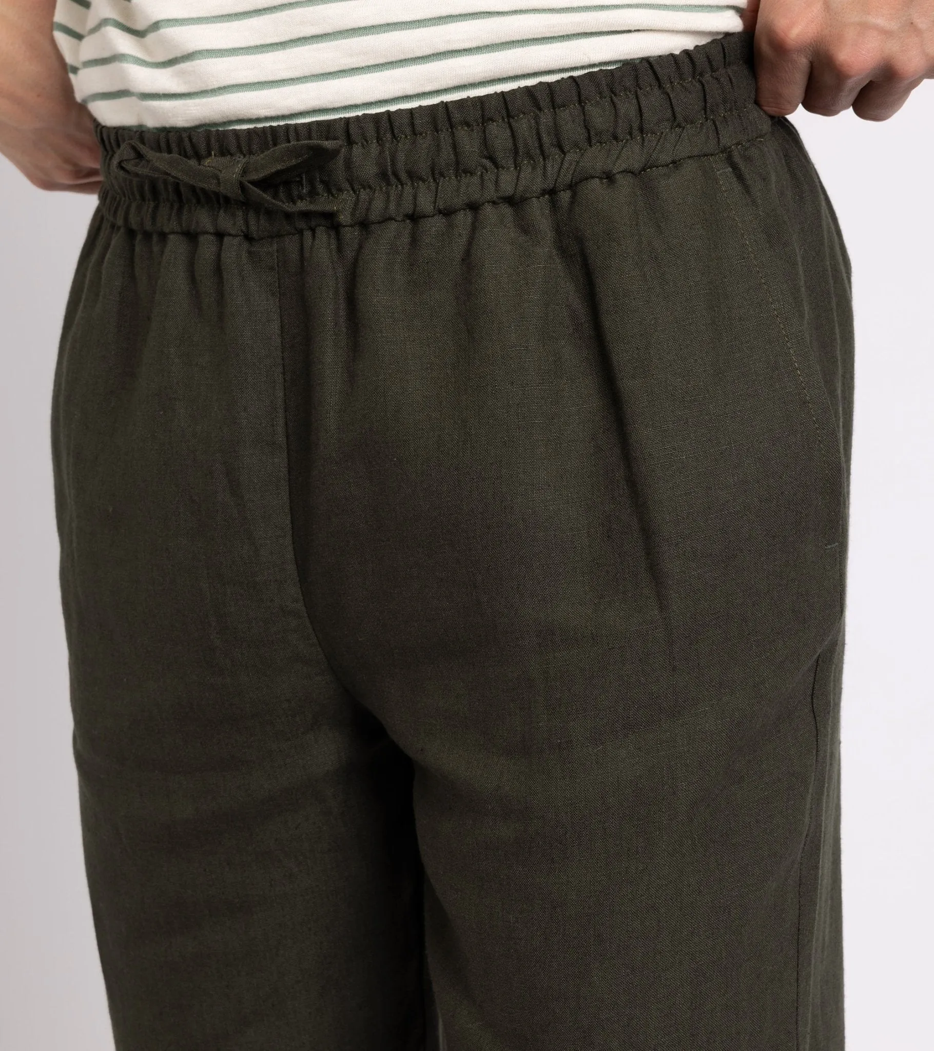 De Bonne Facture Belgian Linen Drawstring Trousers: Arabica