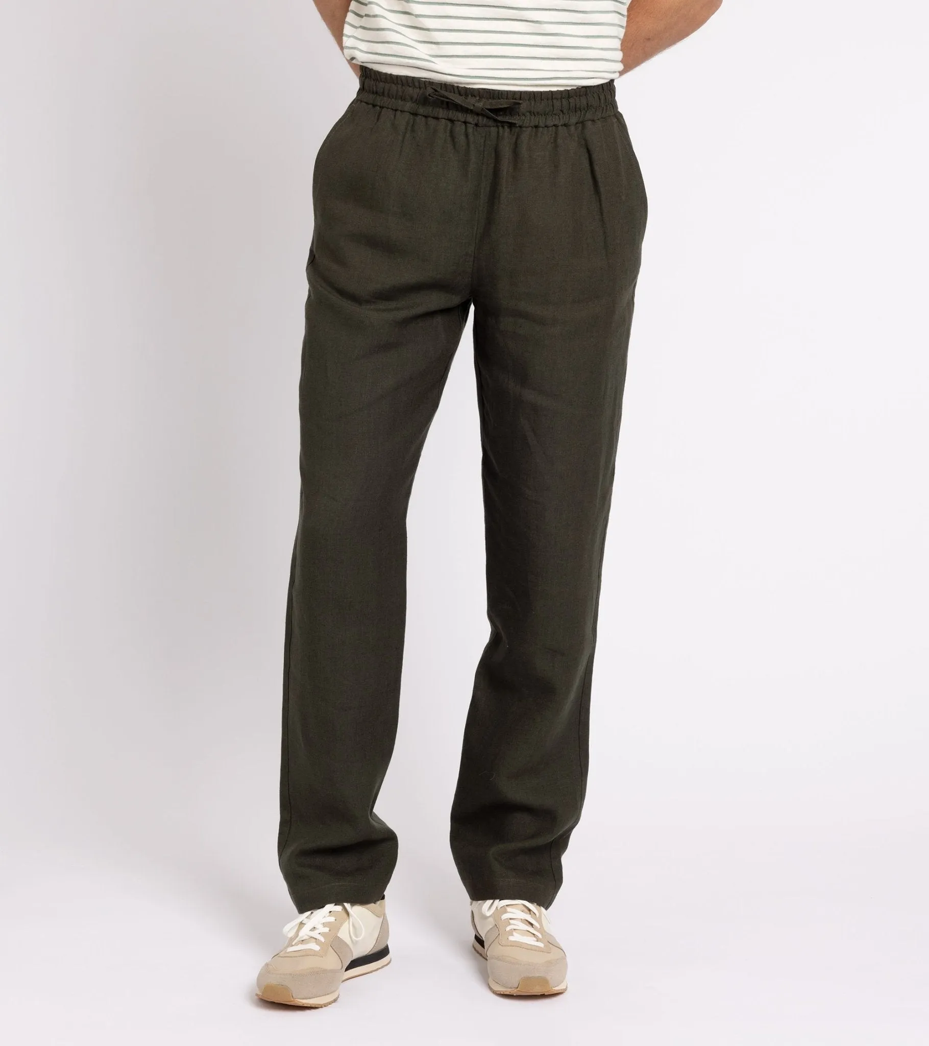 De Bonne Facture Belgian Linen Drawstring Trousers: Arabica