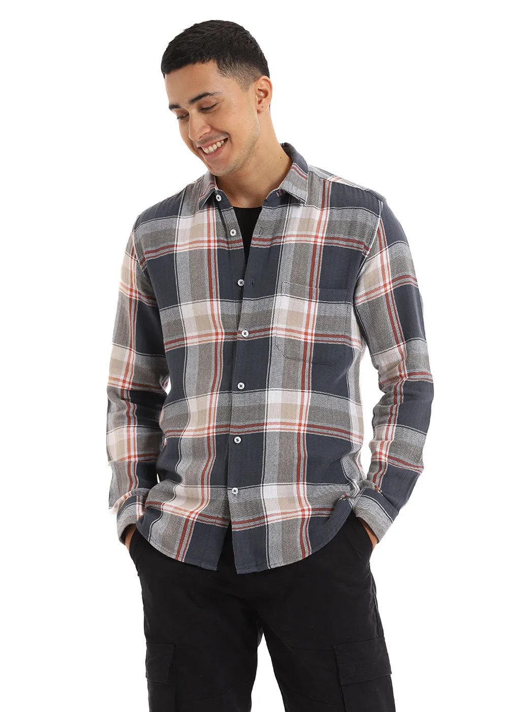 Dobby Check Space Blue Shirt