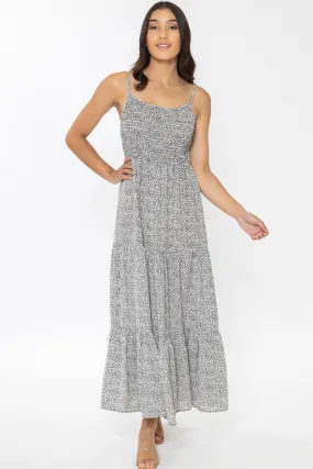 Faith Snow Leopard Tiered Strappy Maxi Dress