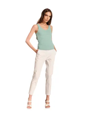 Griffai women's Capri trousers with vents DGP5052 white