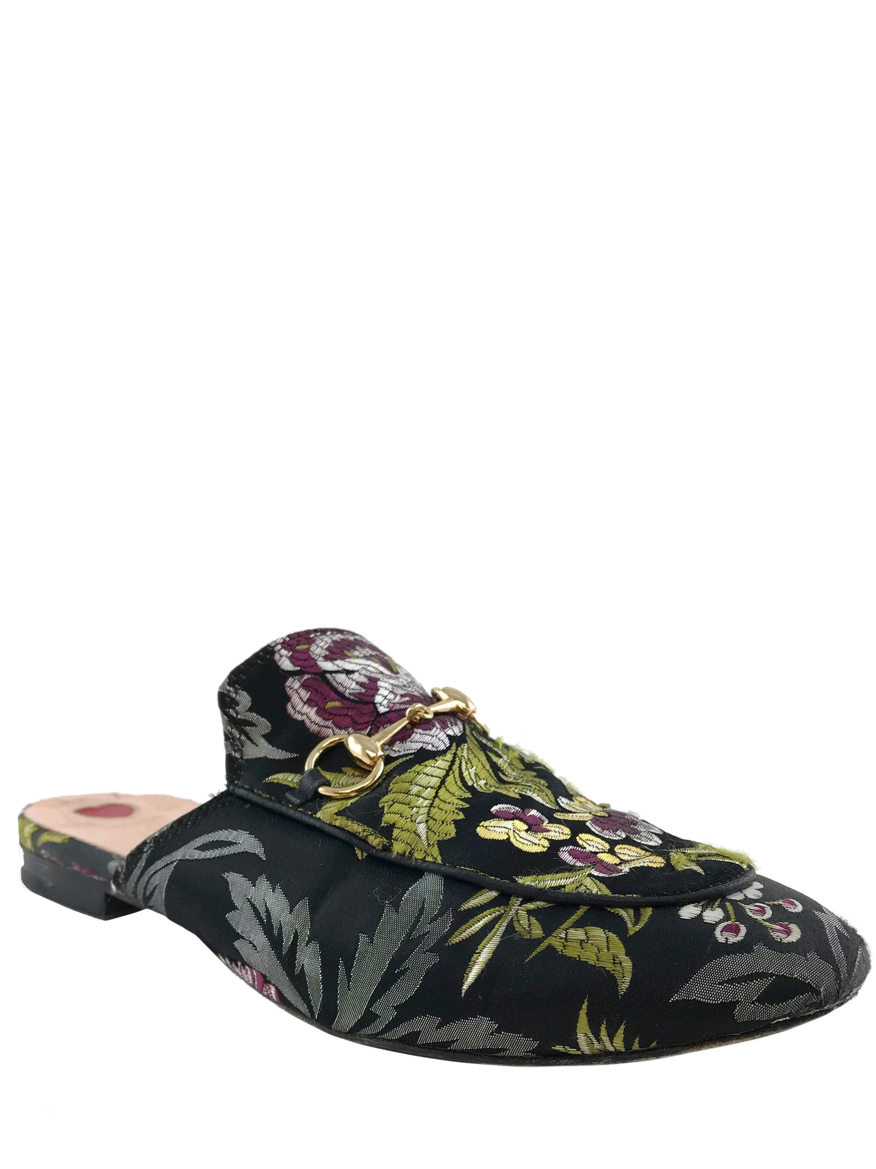 Gucci Princetown Floral Jacquard Horsebit Mules Size 9