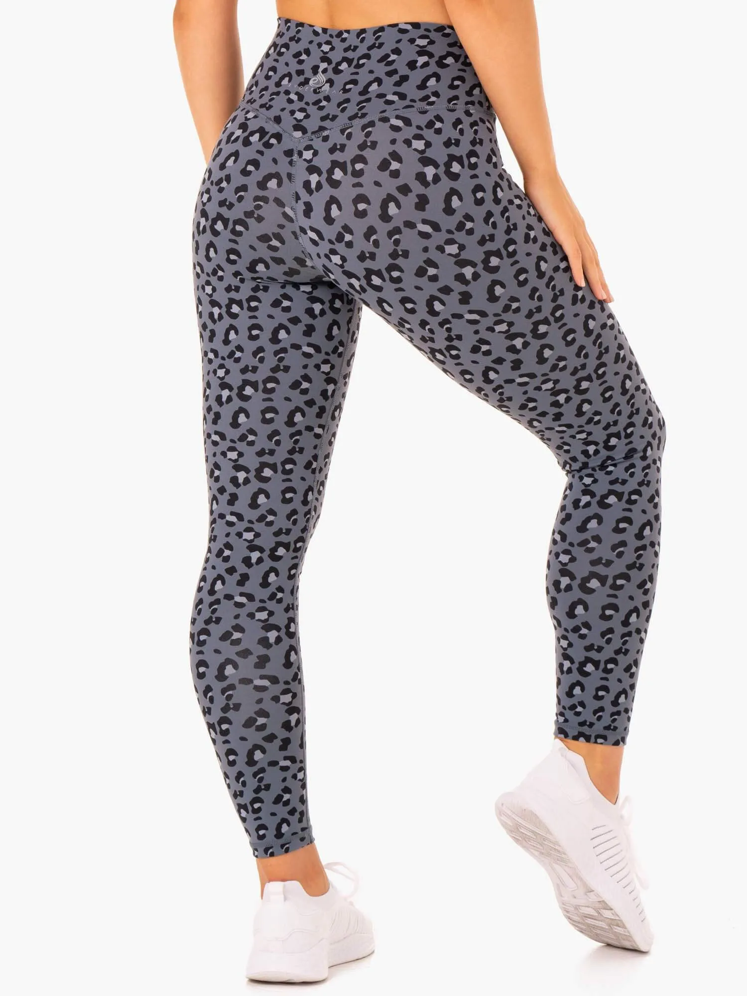 Hybrid Full Length Leggings - Steel Blue Leopard