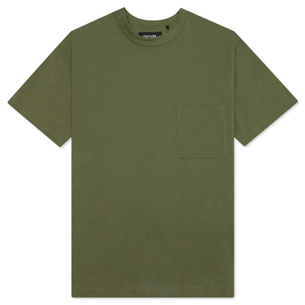 Jersey Braque Pocket Tee - Dark Olive