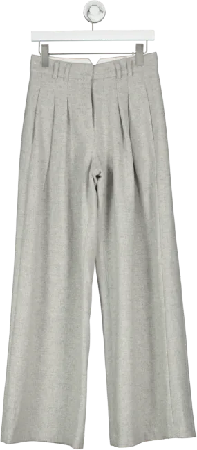 Karen Millen Grey Tailored Wool Blend Wide Leg Trousers UK 8