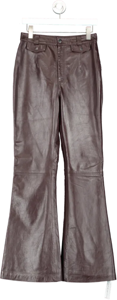 Karen Millen Red Leather Striaght Leg Trousers UK 10