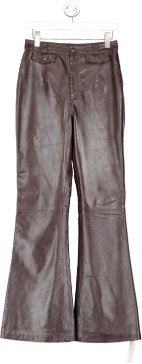 Karen Millen Red Leather Striaght Leg Trousers UK 10