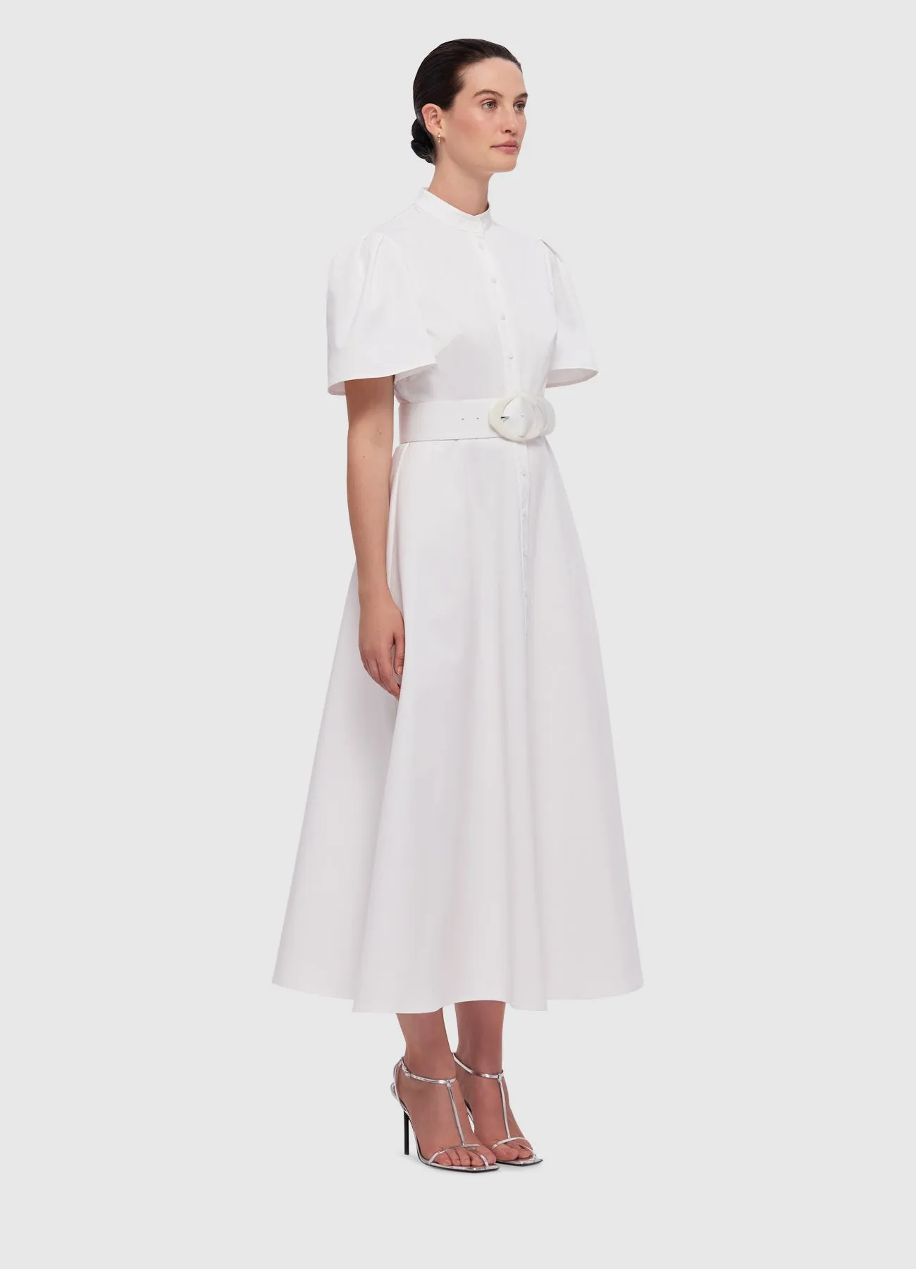 LEO LIN Bianca Short Sleeve Midi Dress - Snow