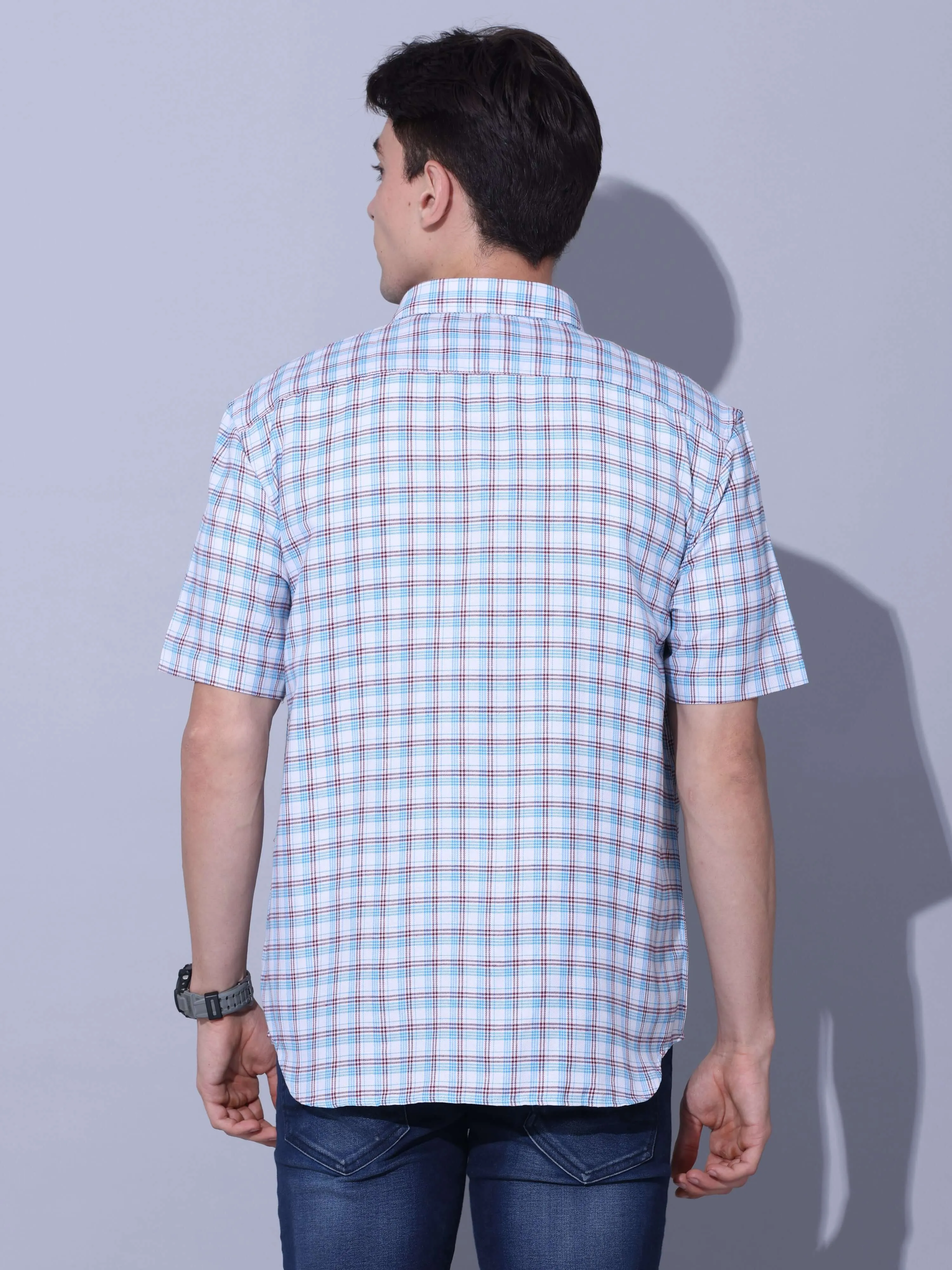 Light Blue Check Casual Shirt