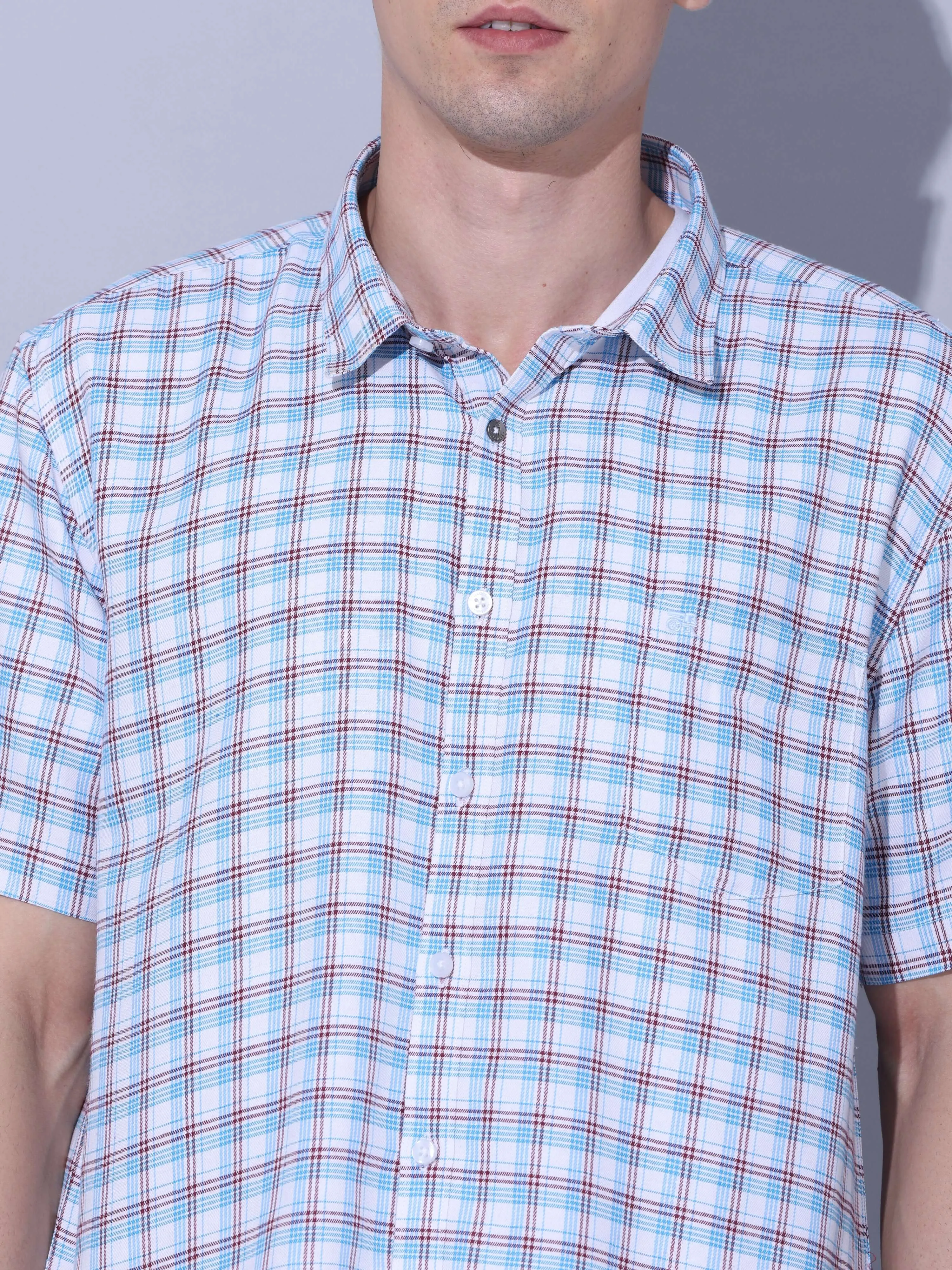 Light Blue Check Casual Shirt