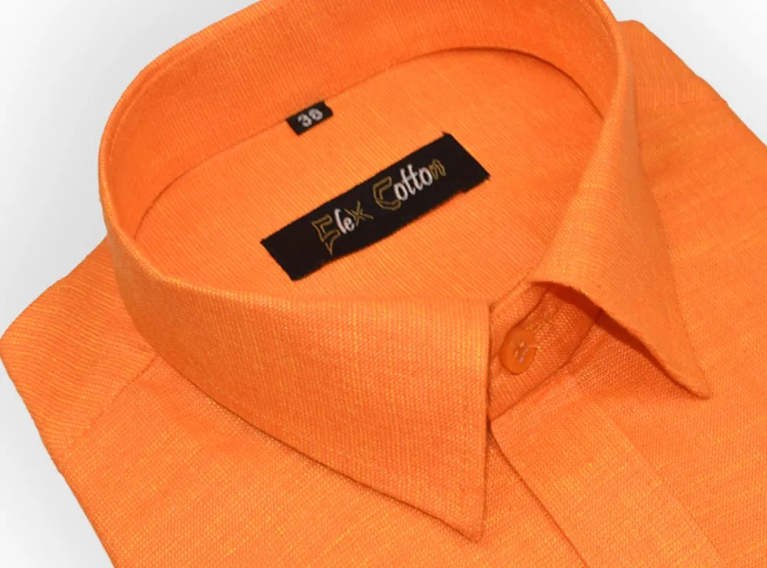 Light Orange Color Dual Tone Matty Cotton Shirt For Men's