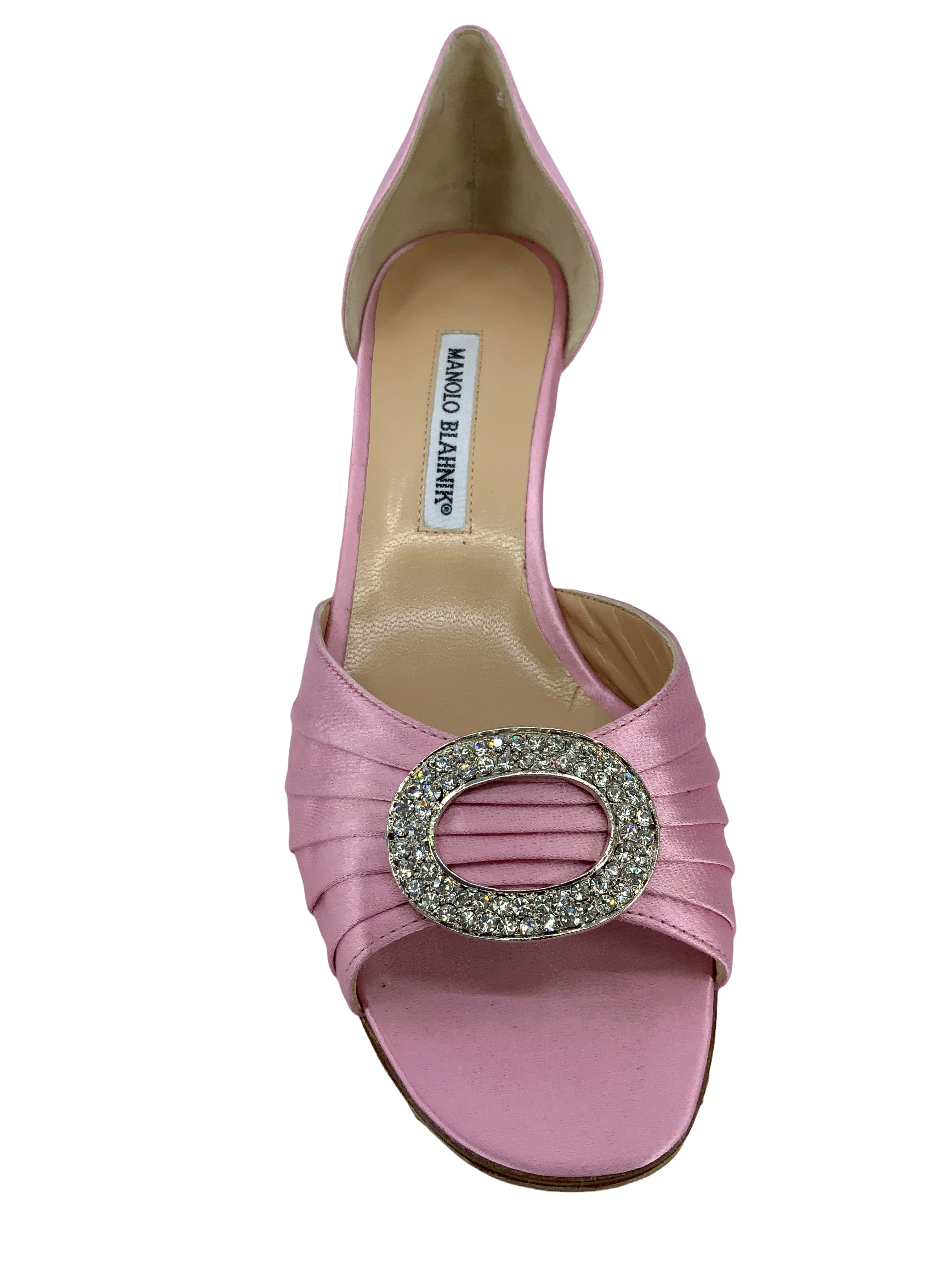 Manolo Blahnik Sedaraby Embellished Satin d'Orsay Pumps Size 10.5