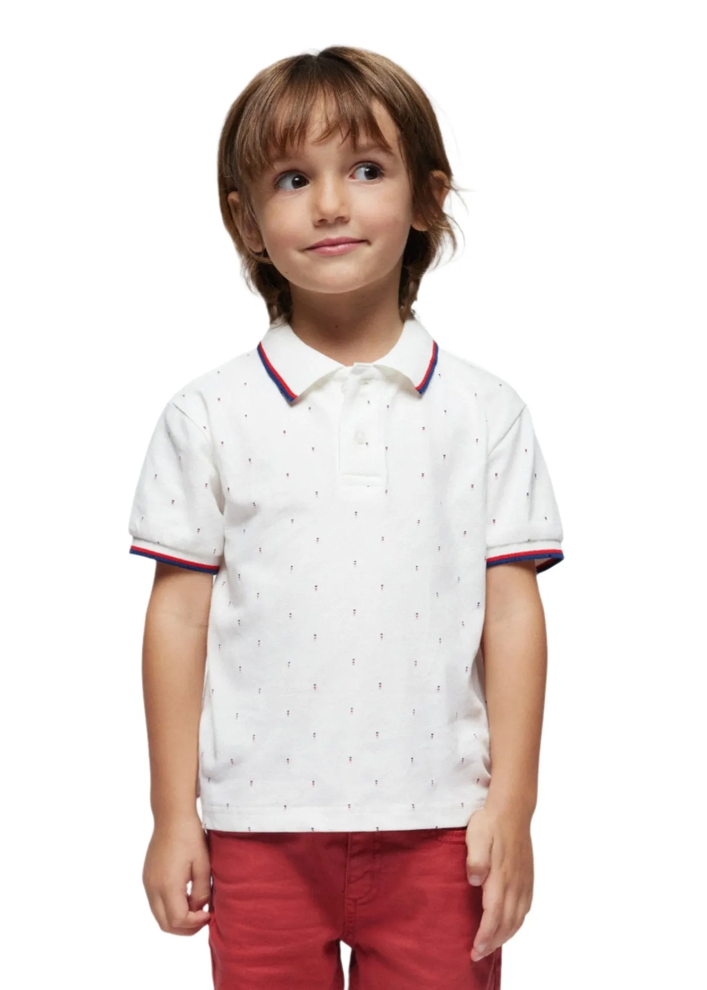 Mayoral Mini Cream Print Polo_ 3109