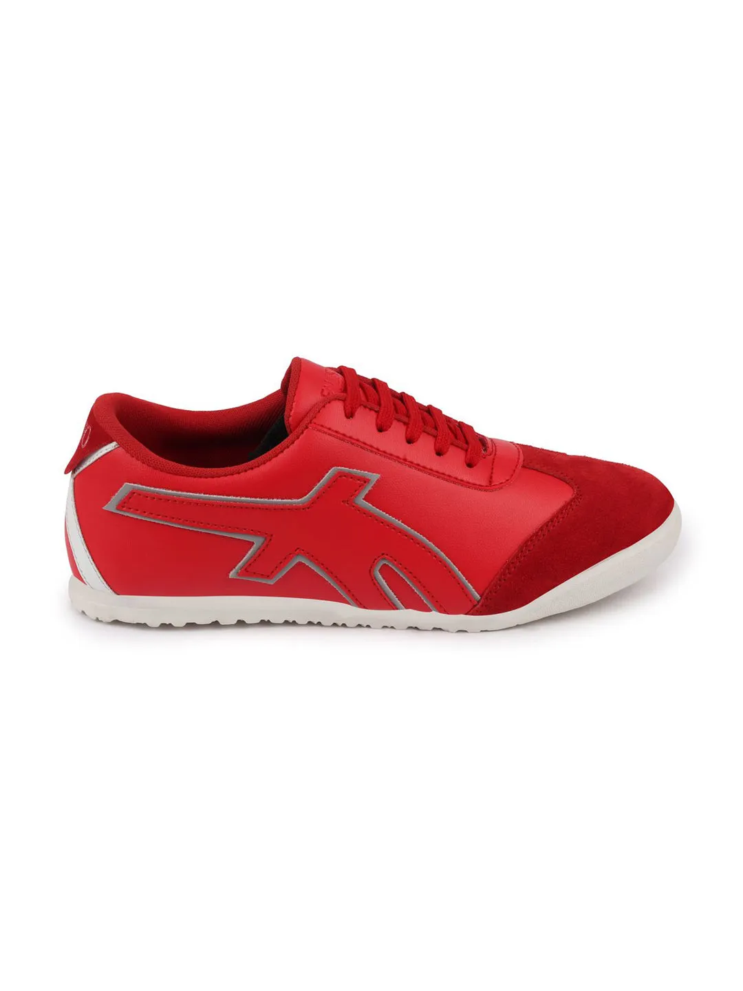 Men Red Trendy Lace Up Sneakers