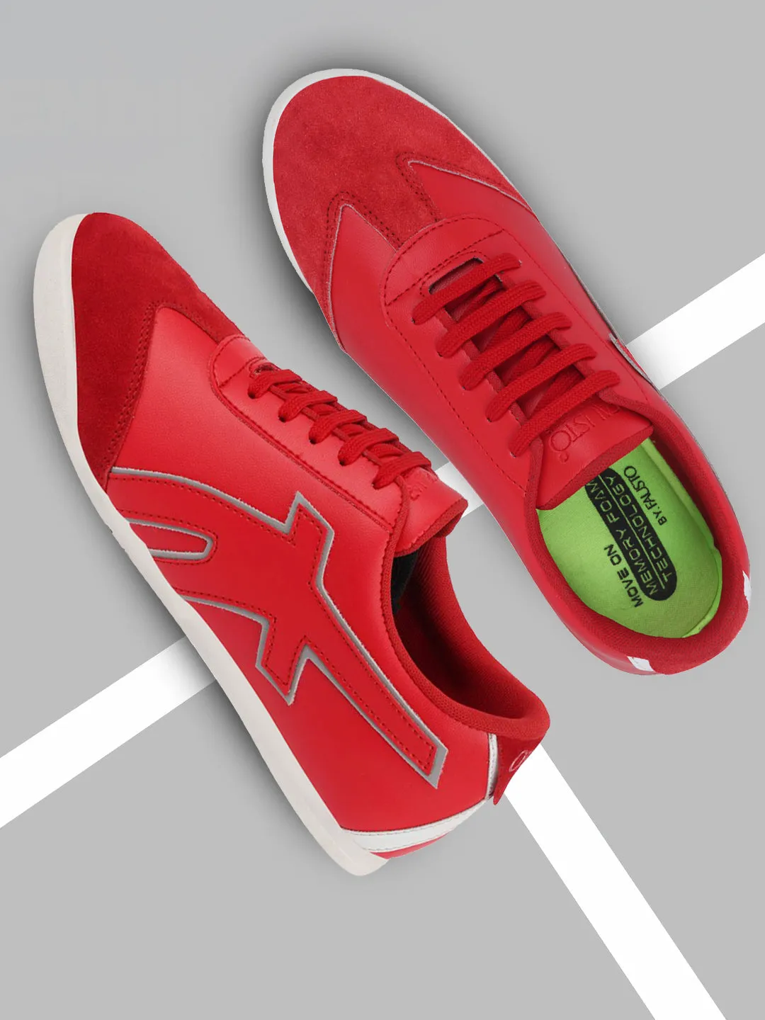 Men Red Trendy Lace Up Sneakers