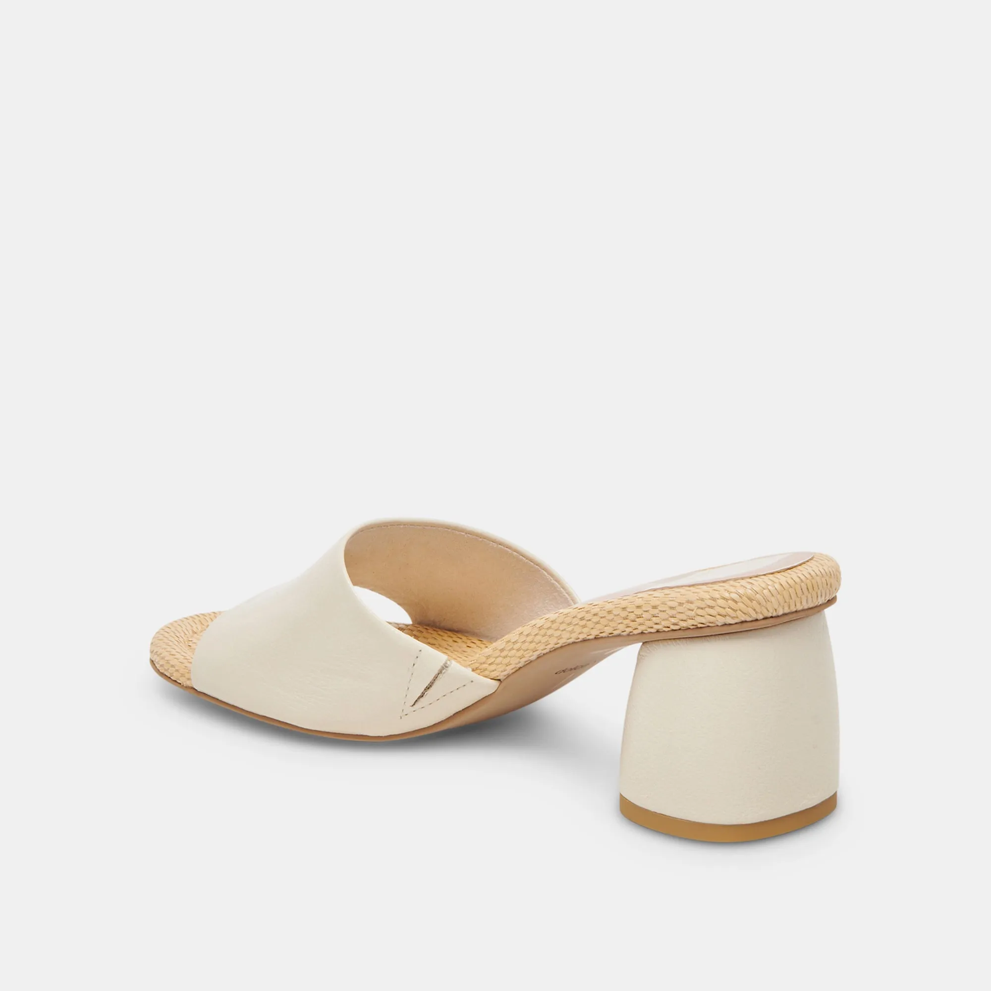 MINNY RAFFIA HEELS IVORY LEATHER