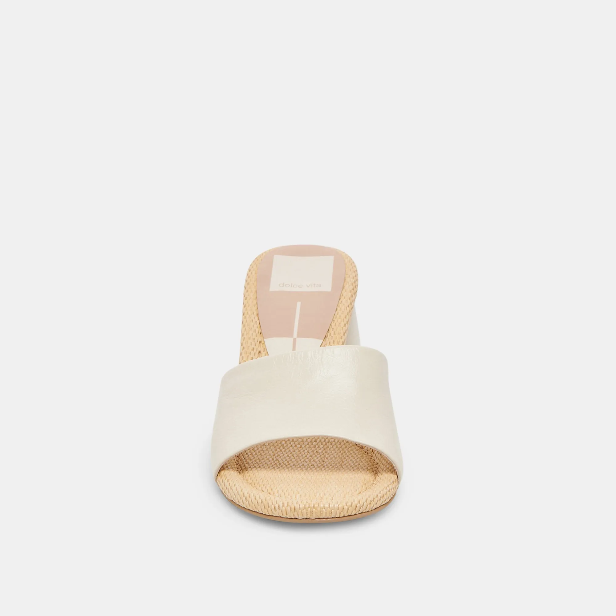 MINNY RAFFIA HEELS IVORY LEATHER