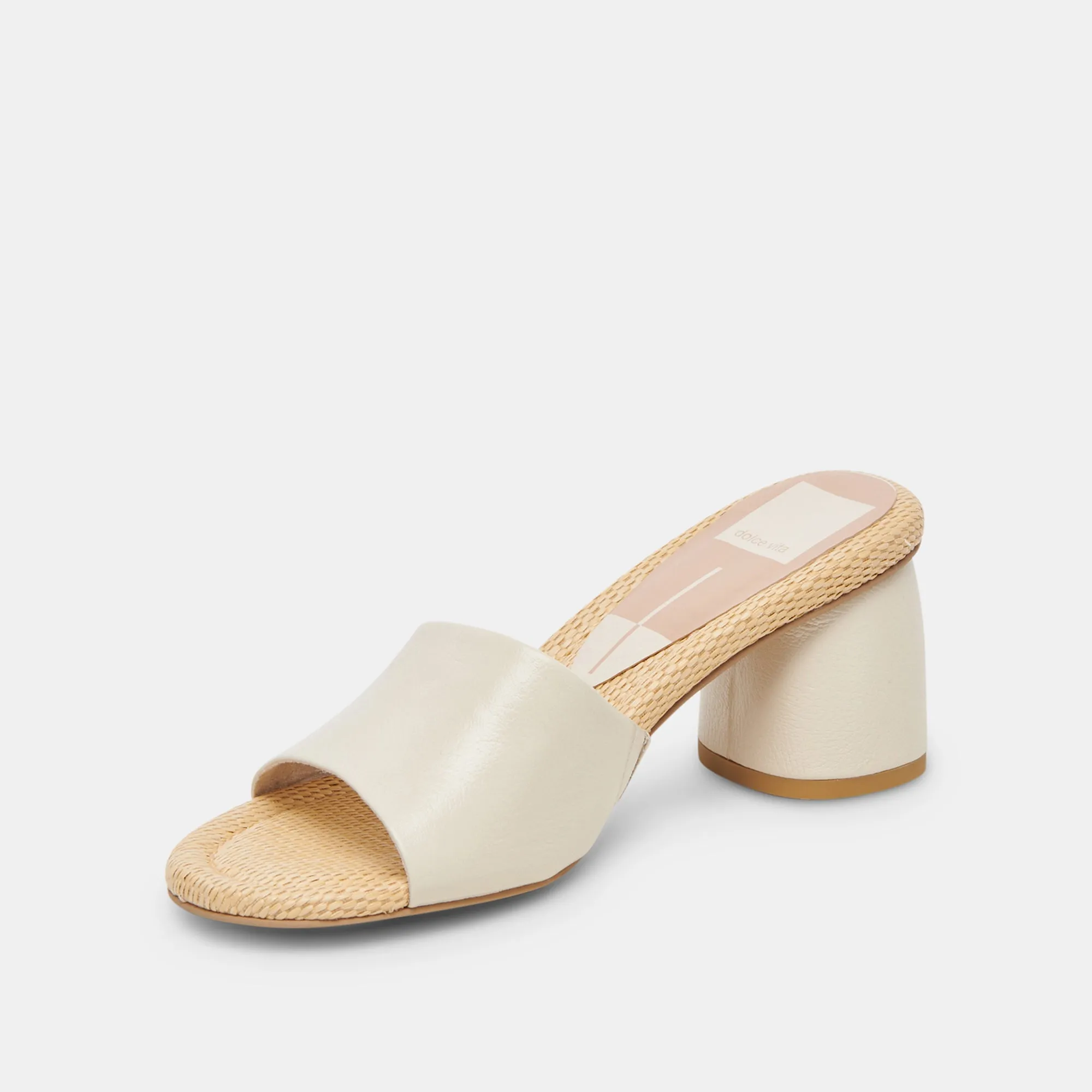 MINNY RAFFIA HEELS IVORY LEATHER