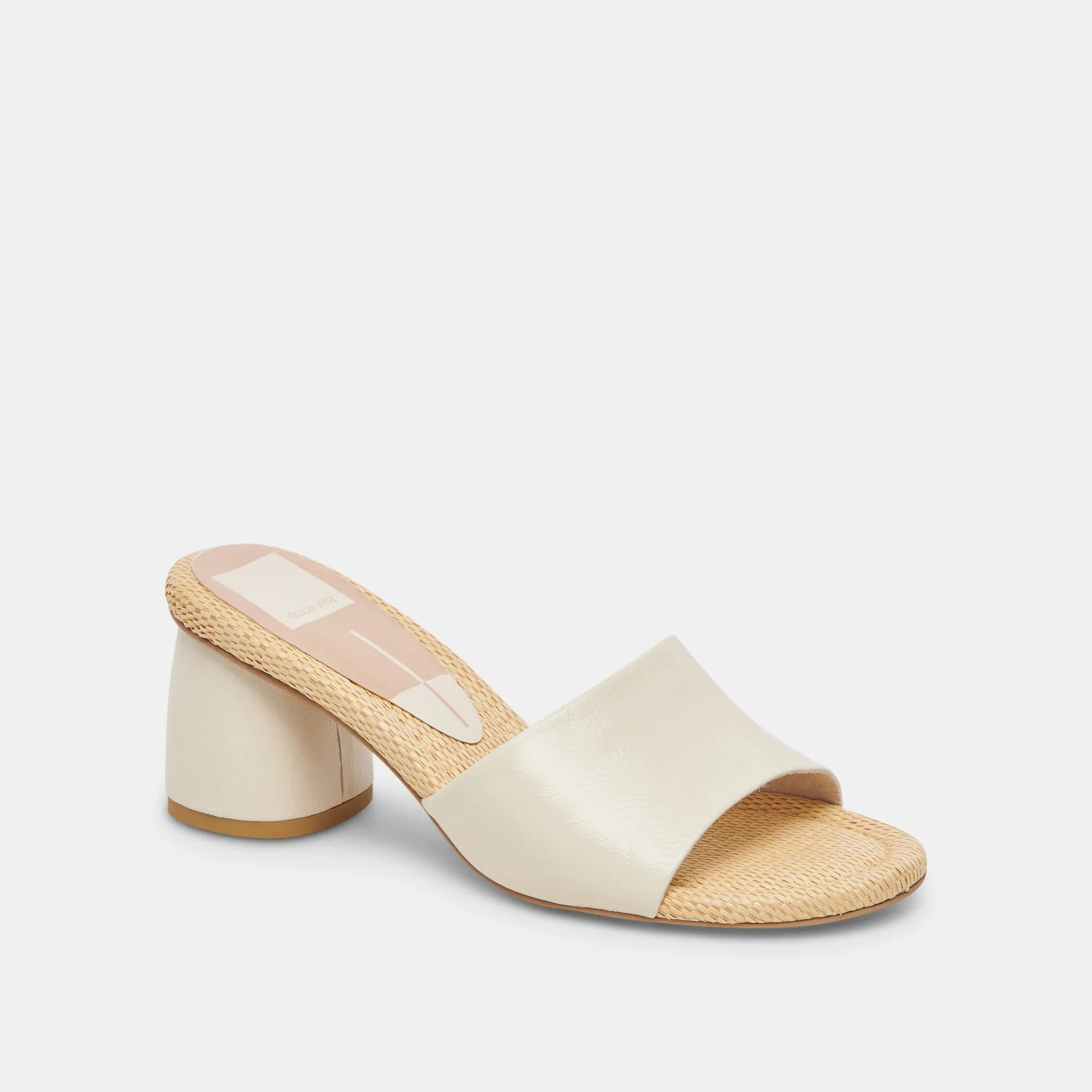 MINNY RAFFIA HEELS IVORY LEATHER