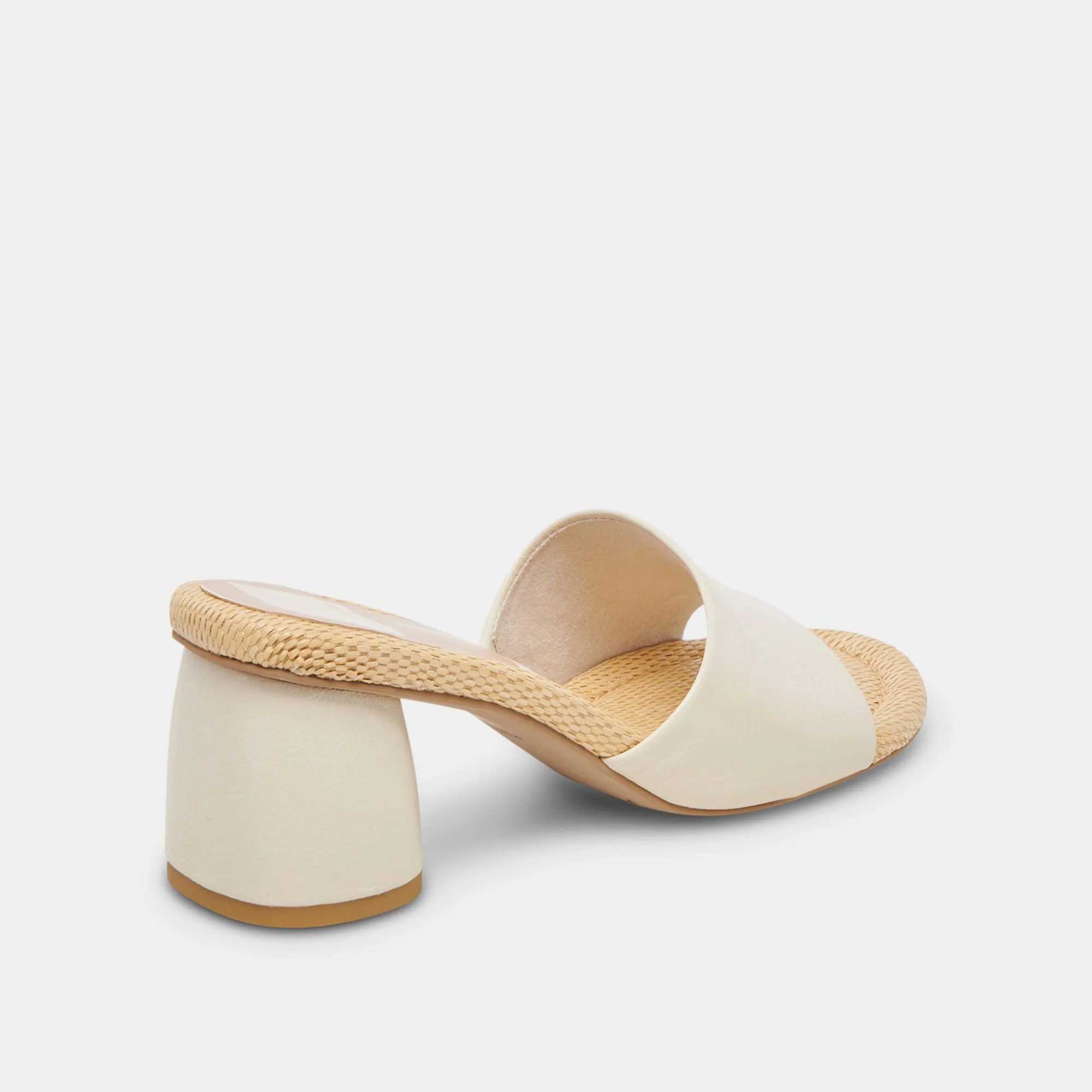 MINNY RAFFIA HEELS IVORY LEATHER