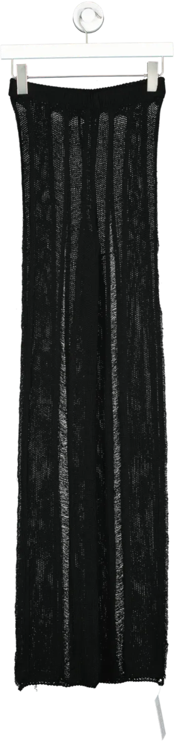 mispap Black Laddered Knitted Trousers UK M