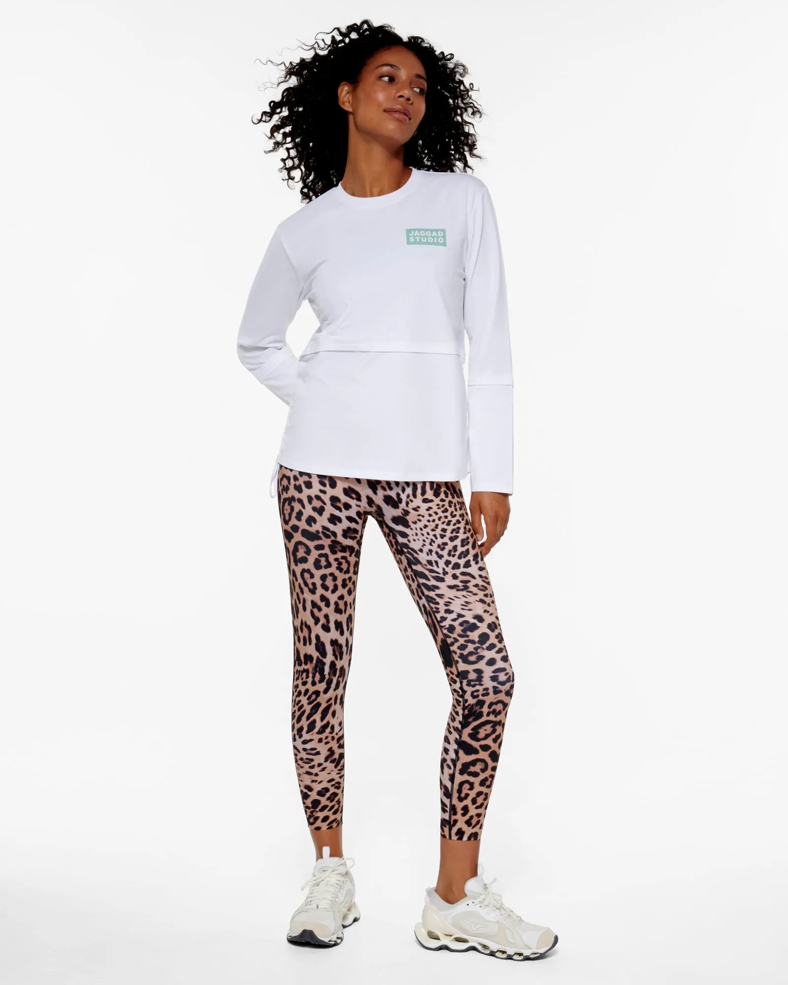 MOKENA RUCHED LONG SLEEVE TEE WHITE