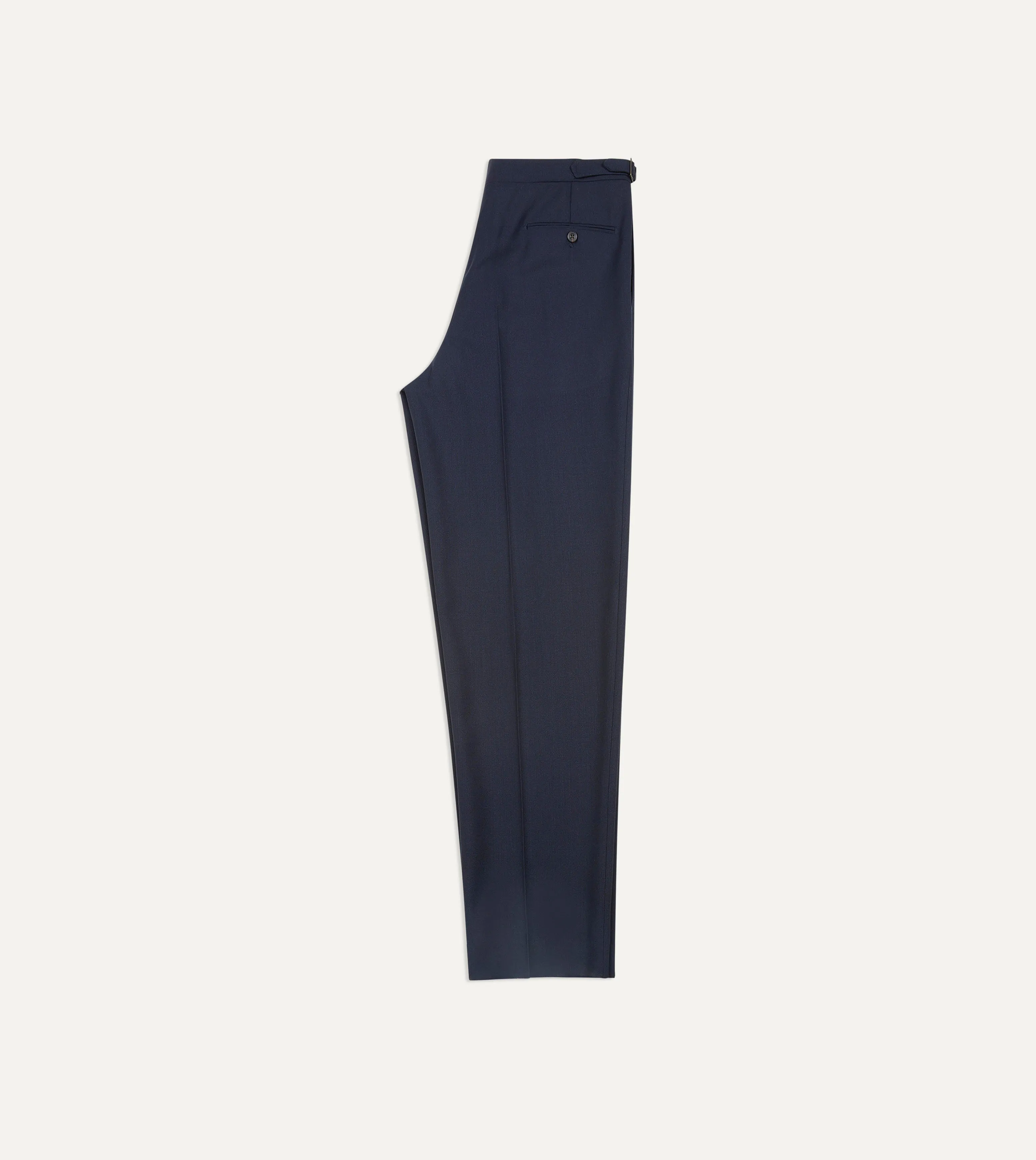 Navy Tropical Wool Single Pleat Trouser