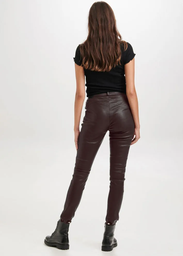 Notyz Leggings with saddleback 10910 Skindbukser - Coffee Brown with Light Gold