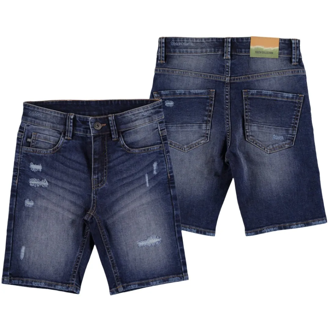 Nukutavake Boys Bermuda Distressed Denim Shorts _Dark Blue 6215-73